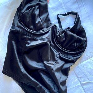 Black silk bodysuit